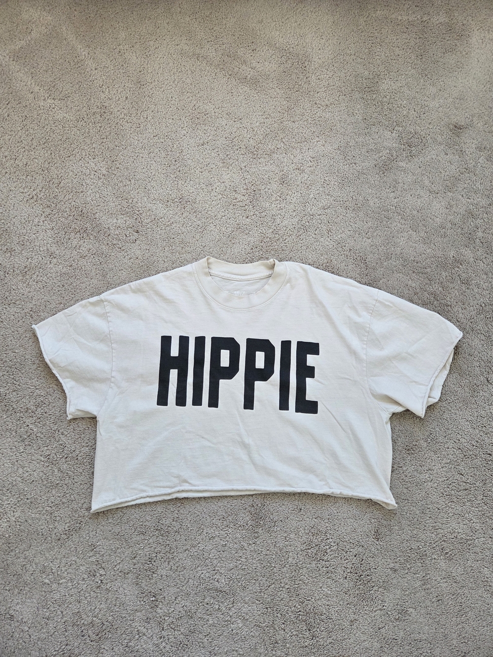 White 'HIPPIE' Graphic Crop Tee